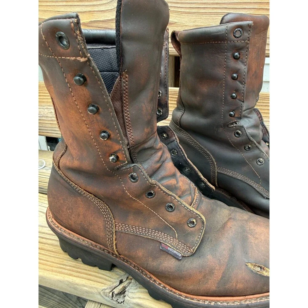 Red Wing 620 LoggerMax Men's 13 D Waterproof Work Boots Distressed USA Soft Toe